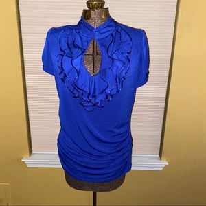 Royal blue ruffle dress shirt